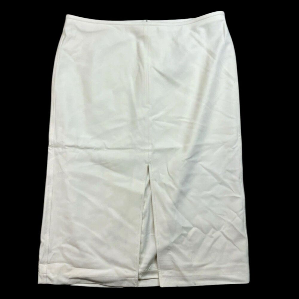 J Crew Pencil Skirt Four Season Stretch‎ Womens 16 White Front Slit CD350